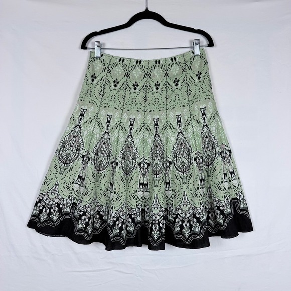 Gianni Bini Dresses & Skirts - Gianni Bini Pleated Skirt 2 100% Linen Knee Length Geometric Artsy Dopamine